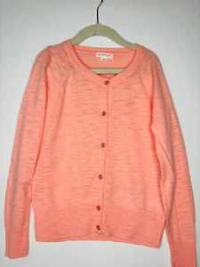 J.CREW CREWCUTS COTTON SLUB PEACH PINKY MELON SWEATER CARDIGAN*GIRL'S 8 - Picture 1 of 3