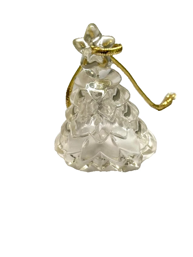 Campana de árbol de Navidad vintage Mikasa adorno de cristal música celestial 3" vidrio transparente Foto 1 de 1