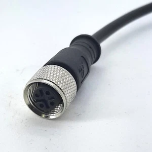 CABLE INDUSTRIAL M12, 4 POSES, HEMBRA, RECTO, CÓDIGO A, CHAQUETA PVC NEGRO, 1M - Imagen 1 de 2