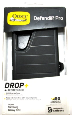 OtterBox Defender Series Pro Hard Shell Samsung Galaxy S23 Black 77-91048 w CLIP - Image 1 of 3