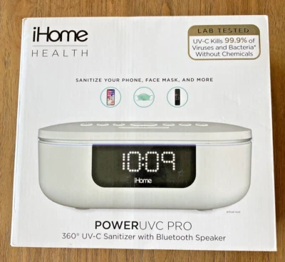 IHome Health Power UV-C Pro Desinfectante con Altavoz Bluetooth Reloj Despertador iHOME Foto 1 de 4