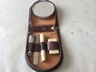 Vintage Travel Grooming Kit WORDONIA Razor Nail File & Clippers & Mirror Leather