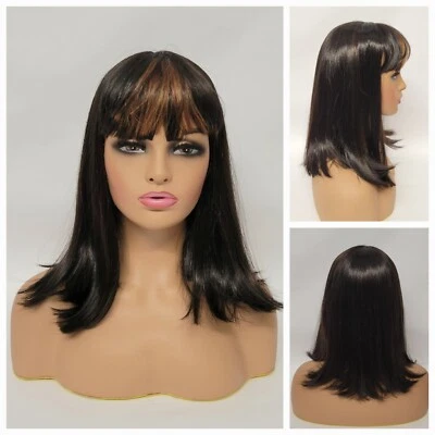 LONG BOB BANGS STRAIGHT WIG TWOTON BLACK, GOLD COSPLAY PARTY DAILY - BOBBI BOSS  - Image 1 of 4