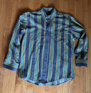 Vtg WRANGLER TwentyX Brushpopper Shirt L Mens 16 34/35 Striped Western Rodeo USA - Picture 1 of 11