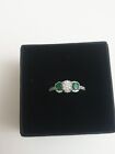 Fantastic Diamond Solitaire & Emerald  Ring 9ct Yellow Gold  Sz K 1/2 EXCELLENT 