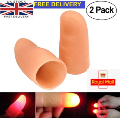2x Magic Light up thumbs fingers RED flashing trick appearing light - Image 1 of 4