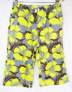 New Boy's Mini Boden Yellow/Brown/Gray Floral Pull-On  Shorts 14Y NWOT