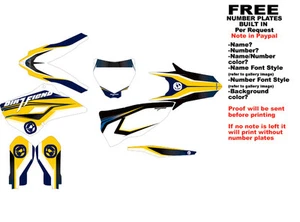 DFR TC250 GRAPHICS “DELISH” YELLOW/BLUE 2015-2016 TC 250 HUSQVARNA - Picture 1 of 8
