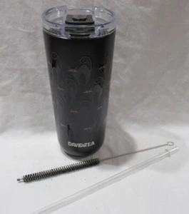 Davids Tea FAVOURITE TUMBLER MATTE BLACK GLOSSY CATS hot/cold stainless steel - Picture 1 of 5