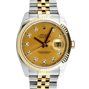 ROLEX REHAUT 36mm 18kt GOLD & SS DateJust Champagne Diamond 116233 SANT BLANC - Picture 1 of 6