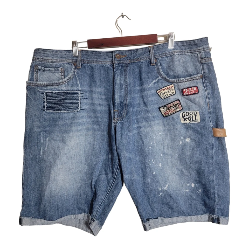 Akoo Shorts Mens 44 Multicolor Urban Hip Hip Ti Denim Funky Party Festival Rock - Image 1 of 4