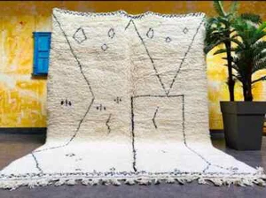Beni ourain rug Authentic Moroccan rug Berber carpet Genuine Wool rug, Handmad - Picture 1 of 9