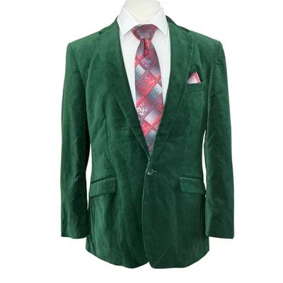 Samuel Windsor Mens Velvet Jacket Blazer Sport Coat Emerald Green 40R 1-BTN NEW - Image 1 of 4
