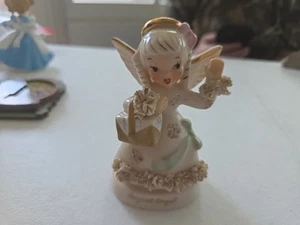 Vintage Napco August Engel Porzellan Figur S1368 Spaghettibesatz Picknickkorb - Bild 1 von 3