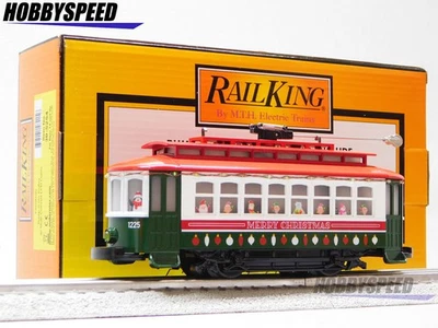 MTH RAILKING CHRISTMAS BUMP-N-GO TROLLEY W/ LEDS O GAUGE street car 30-5254 NEW - Image 1 of 4