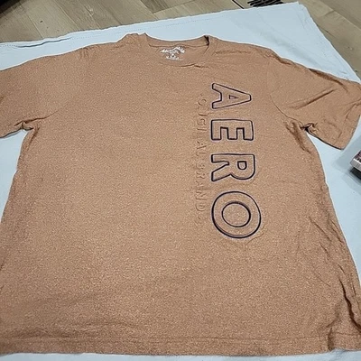 Camiseta Aeropostale Para Hombre Elevada Vertical AERO MARCA ORIGINAL Logo Talla 2XL Marrón Foto 1 de 3