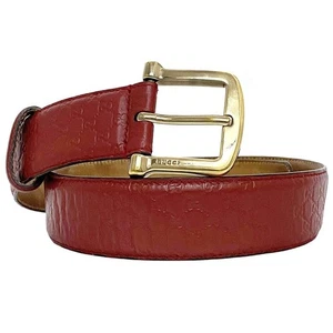 GUCCI Belt Red Shima 281548 Waist 40Mm Leather Gg Logo Embossed Classic Popular - Bild 1 von 10