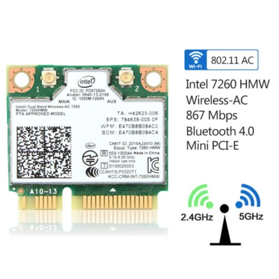 Intel 7260HMW Mini PCI-E AC1200 WiFi 5: 867Mbps 5GHz + 300Mbps 2,4GHz, BT4.0 - Bild 1 von 4