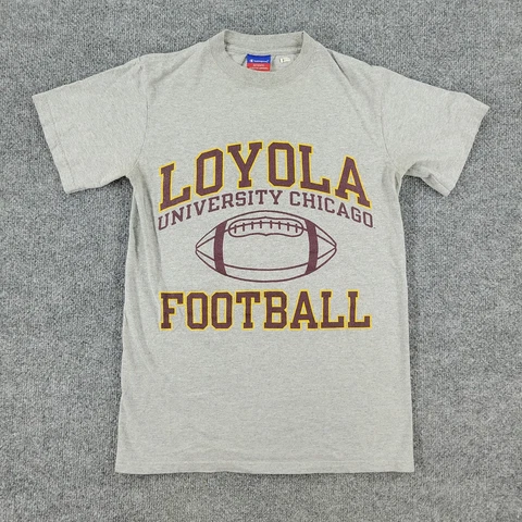 Loyola University Chicago Ramblers Shirt Men's Small Gray Champion Short Sleeve Cover