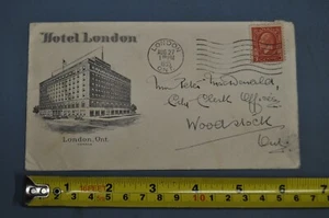 Hotel London Ontario Canada Envelope 1935 King George 3 Cent Stamp - Foto 1 di 6