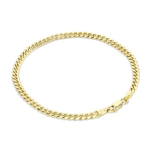 18K Yellow Gold Solid 3.5mm Miami Cuban Link Chain Bracelet Mens Womens 7" 8" 9" - Picture 1 of 72