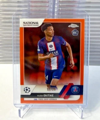 2023 Topps Chrome UEFA NSCC National Soccer HUGO EKITIKE ORANGE RC #12/25 - Image 1 of 2