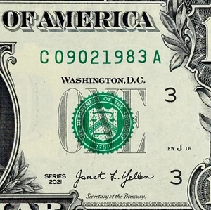 September 2nd, 1983 Birthday Anniversary Fancy Serial Number Uncirculated Dollar - Picture 1 of 3