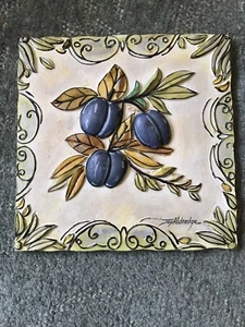 Vintage Joy Alldredge Deko Pflaumen Fliese erhöht Keramik hängend Landhaus Deko - Bild 1 von 6