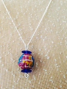 Globe necklace Clay bead pendant Handmade - Picture 1 of 3