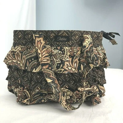 LONGABERGER Hermanas Marrón Paisley Bolso de Hombro Tot Acolchado con Volantes Foto 1 de 4