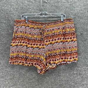 Apt.9 Shorts Women 2XL Brown Striped Drawstring Hot Pants High Rise Rayon Casual