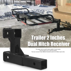 Double Hitch Receiver 2 inch Trailer Hitch Extension 9.84 Inch Extension Length - Picture 1 of 6