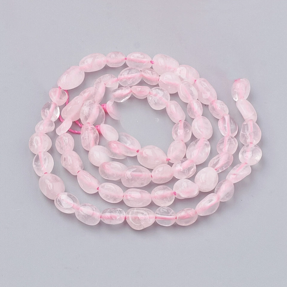 Pink Rose Quartz Beads Smooth Nugget Approx 4x3-5x8mm Strand Of 63+ - Image 1 of 1