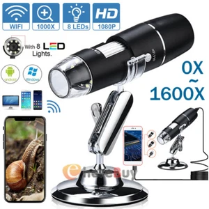 8LED 0-1000X Wifi USB Digital Microscope Endoscope Magnifier Camera OTG w/ Stand - Picture 1 of 47