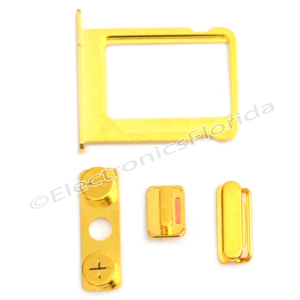 sim card Holder Key Volume Mute Power Button Buttons Set for iPhone 4 Gold - Image 1 of 1