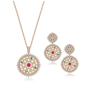 Made With Swarovski Crystals The Laurelei Gold Colorful Necklace Set $459 S6 - Picture 1 of 9