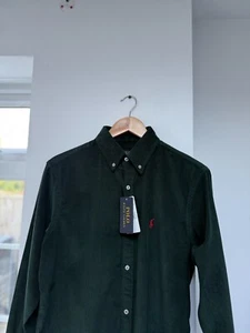 Polo Ralph Lauren Cord Shirt Green Button Down Size XL Custom Fit - Picture 1 of 13