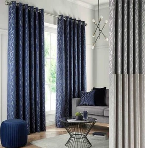 One Pair Of Studio G Como Art Deco Eyelet Ringtop Curtains 3 Colours - Picture 1 of 10