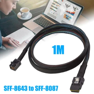 1m Mini-SAS HD to SAS Cable RAID HBA to Backplane Expander SFF-8643 to SFF-8087 - Afbeelding 1 van 10