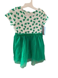 Cat &Jack St Patricks Shamrock Green Clovers Tutu Dress Girls Toddler SZ 3T NWT - Picture 1 of 13