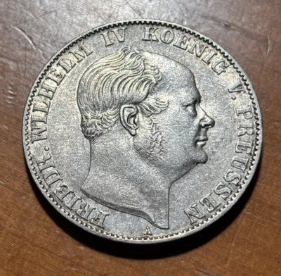 PRUSSIA (German State) 1 Thaler 1859 A - Silver 0.9 - F. Wilhelm IV - VF+ - Image 1 of 2