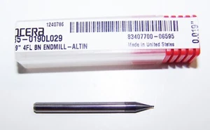 (.0190") MOLINO FINAL DE CARBURO 4 FLAUTA STUB BOLA ALTIN KYOCERA 1835-0190L029 - Imagen 1 de 2
