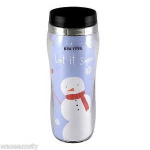 Pupazzo di neve gelido "Let It Snow" fiocco di neve 16 oz. Bicchiere tazza termica da viaggio regalo - Foto 1 di 1
