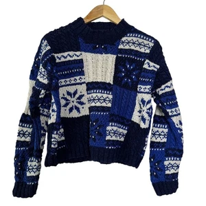 Jones New York Pullover Damen Medium Petite Handstrick Schneeflocke Cropped Cabin - Bild 1 von 7
