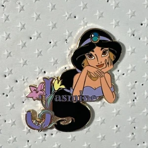 Disney Pin Disney Auctions Jasmine Aladdin Resting on Name Alphabet Pin LE 1000 - Picture 1 of 2