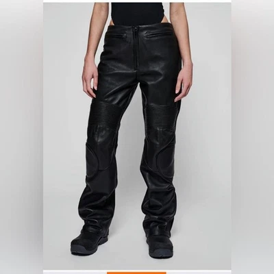 Pantalón recto Harley Davidson para mujer Moto de cuero talla 2 negro Foto 1 de 4