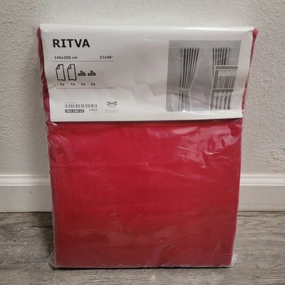 Шторы IKEA RITVA красные 57 x 98 дюймов пара комплект оконных панелей шторы с завязками НОВЫЕ - Изображение 1 из 4