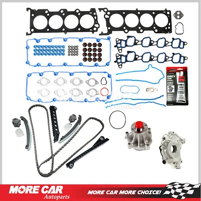 Timing Chain Kit Oil Water Pump Head Gasket Set for 04-08 Ford E150 E250 5.4L V8 - Image 1 of 4