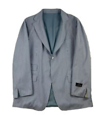 D'Avenza Blue Reversible Cotton Wool Mens Handmade Blazer Size 40R NWT
