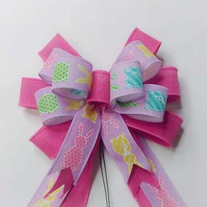 Arco de Pascua, fucsia y lavanda con estampado de conejito, talla pequeña - Imagen 1 de 2